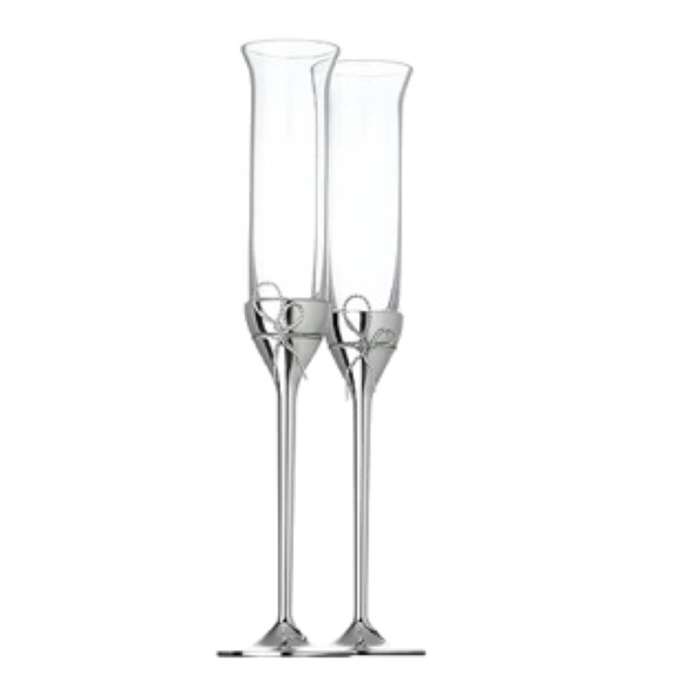 Vera Wang Wedgwood Set of 2 Love Knots Toasting Champagne Flutes Gift Boxed NWT - Picture 3 of 6